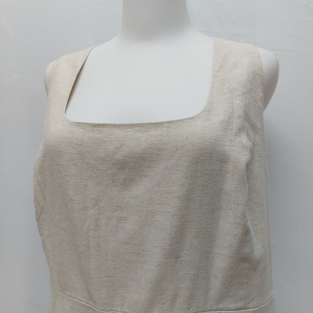 Banana Republic Jumpsuit Women's 18 Beige Linen Blend Wide Leg Square Neck Coast - Picture 5 of 12